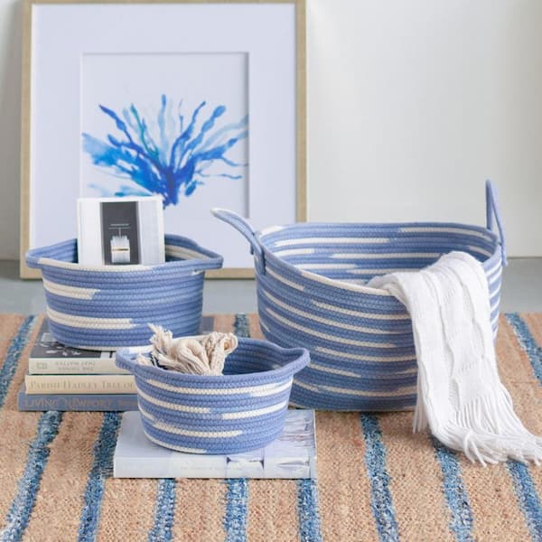 Seasonal Abode Inc Griffin Blue Baskets (Set of 3)
