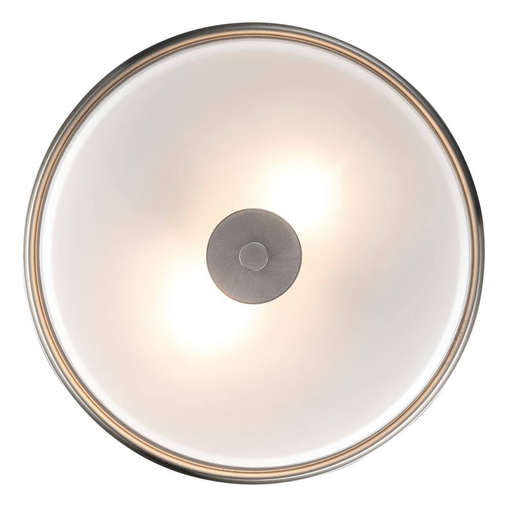 Fusion 14" Brushed Nickel and Frosted Glass Flush Mount Light