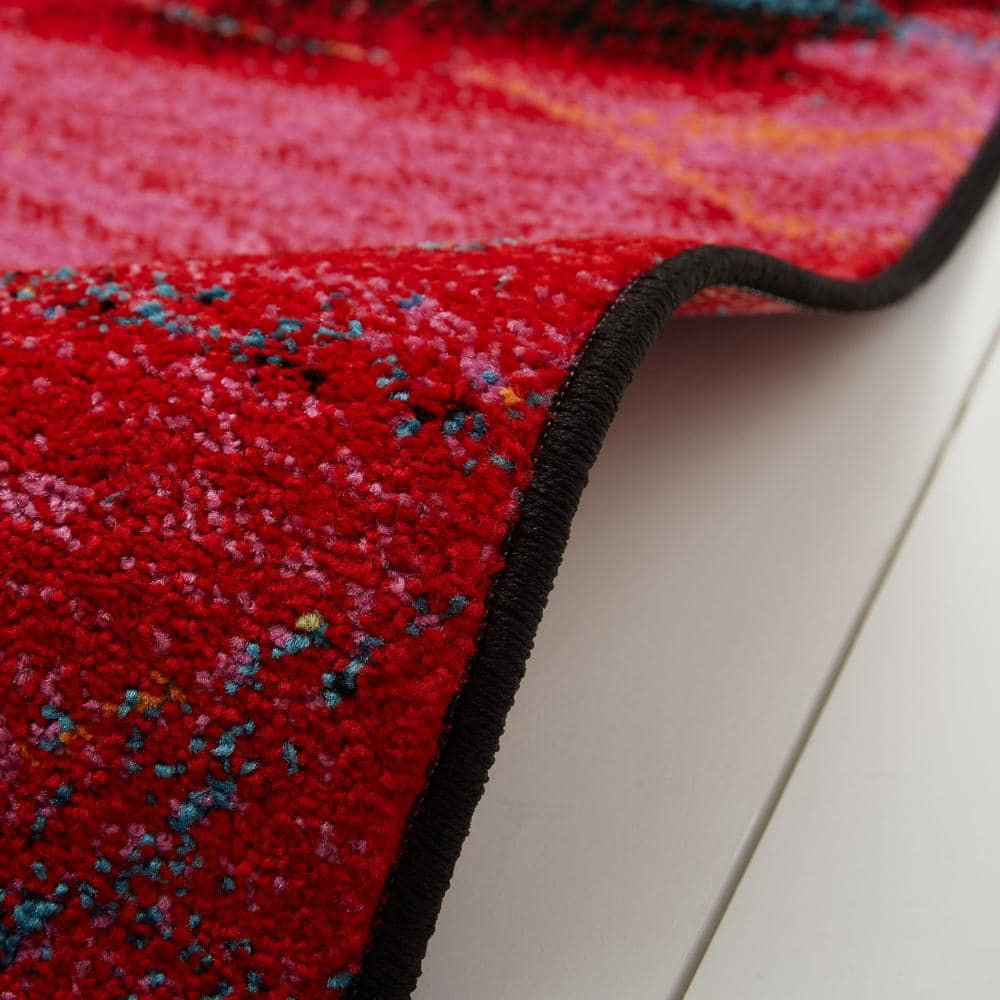 Splash Black and Pink Abstract Washable Kids Rug