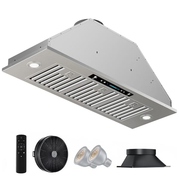 36 in. 900 CFM Convertible Insert Range Hood in Stainless Steel with LED Lighting, As Low as 40 dB, 10-Year Warranty