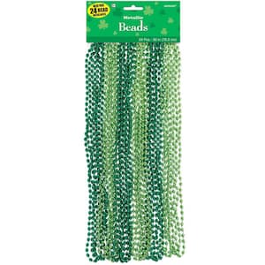 Green St. Patrick's Day Beaded Necklaces (24-Count, 2-Pack)