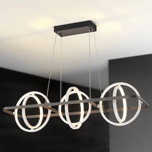 Carlos 6-Light Black with White Modern/Contemporary Orbit Globe Integrated LED Chandelier