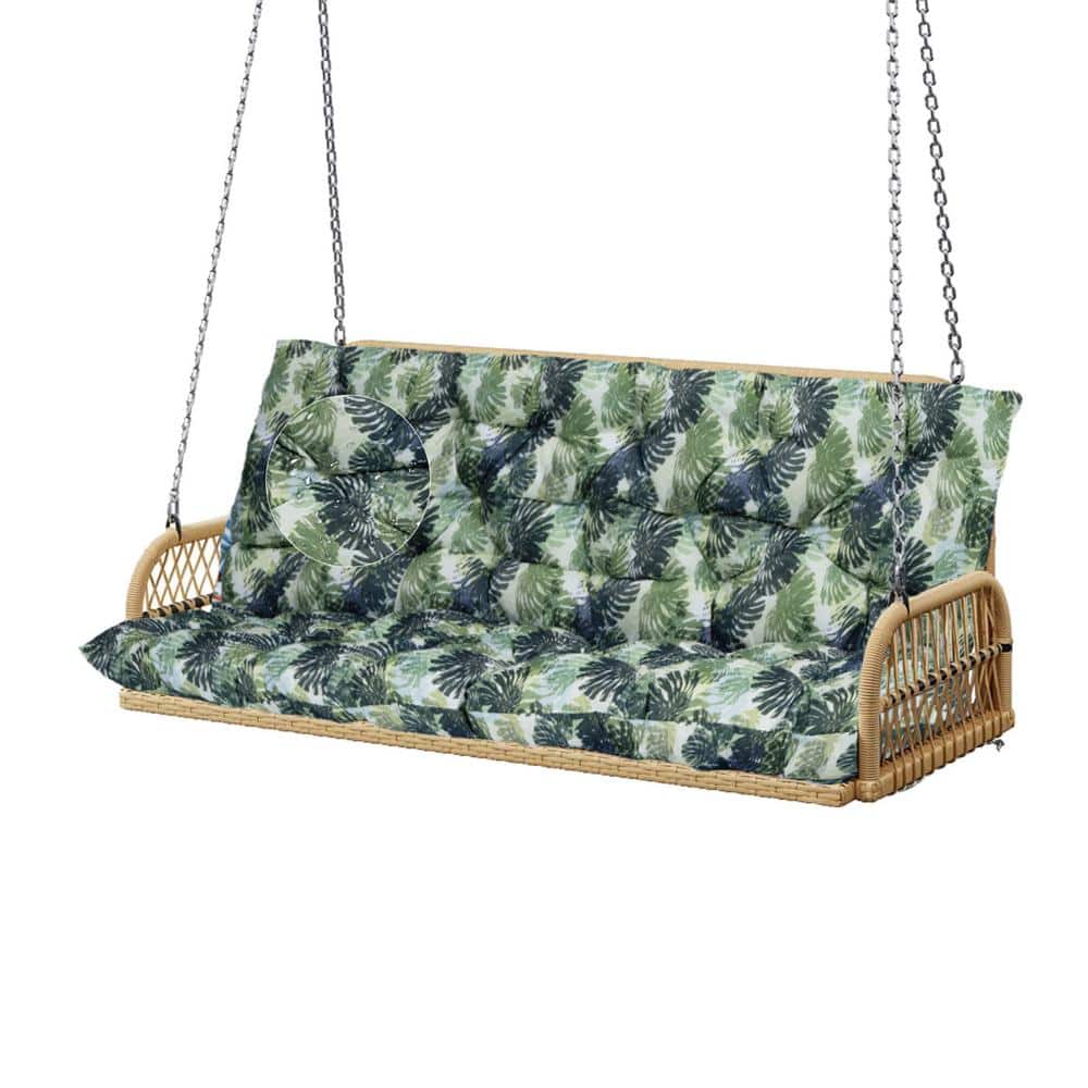 60 in. x 40 in. 3-Seater Replacement Outdoor Swing Cushions with Back Support, Waterproof Bench Cushion Palm Leaves price history on PriceWatchPro