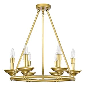 Howie 23.6 in. 6-Light Indoor Matte Gold Chandelier with Light Kit