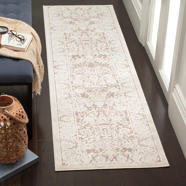 Reflection Beige/Cream 2 ft. x 12 ft. Border Distressed Runner Rug