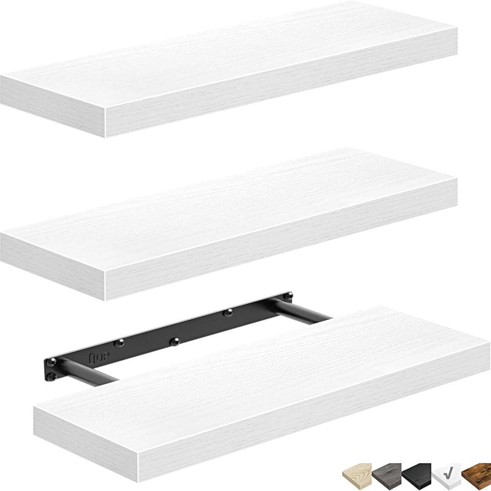 "3-Pack Floating Shelves, 16"" W x 7"" D, Heavy-Duty, White" price history on PriceWatchPro
