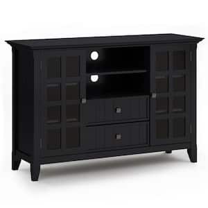 Acadian Solid Wood 53 in. Wide Transitional TV Media Stand in Black for TVs up to 60 in.