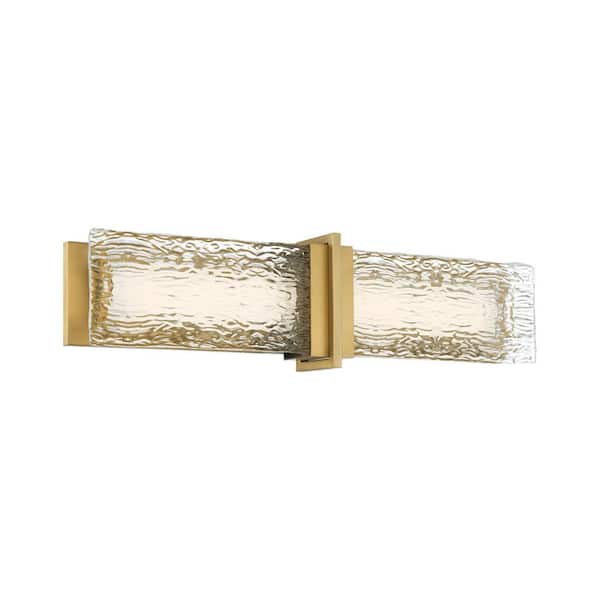 Minka Lavery Lumina 26 in. 1-Light Legacy Brass LED Vanity Light Bar with Clear Textured Glass Shade