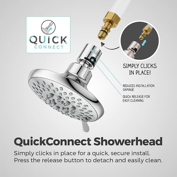 Universal 5-Spray Patterns with 1.75 GPM 4.8 in. Wall Mount Fixed Shower Head in Polished Chrome