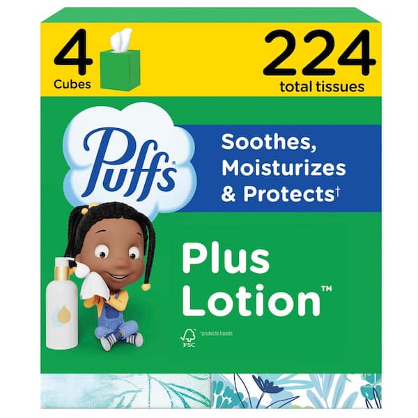 Plus Lotion 2-Ply Facial Tissue Cube Box (56-Sheets Per Box, 4 CNT)