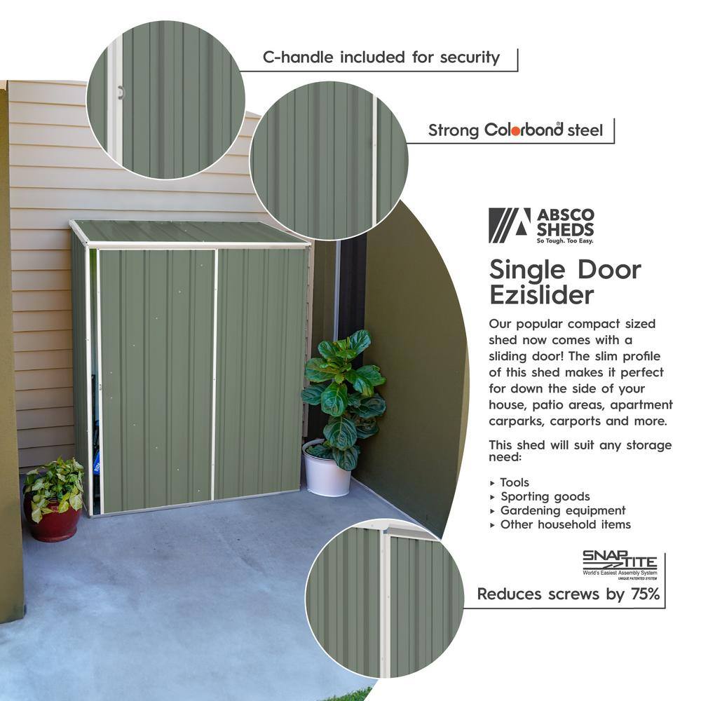 Pale Eucalypt 5' x 3' Metal Storage Shed with Sliding Door