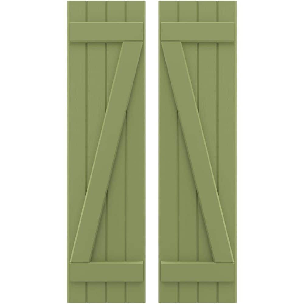14 in. W x 42 in. H Americraft 4-Board Exterior Real Wood Joined Board and Batten Shutters with Z-Bar in Moss Green price history on PriceWatchPro