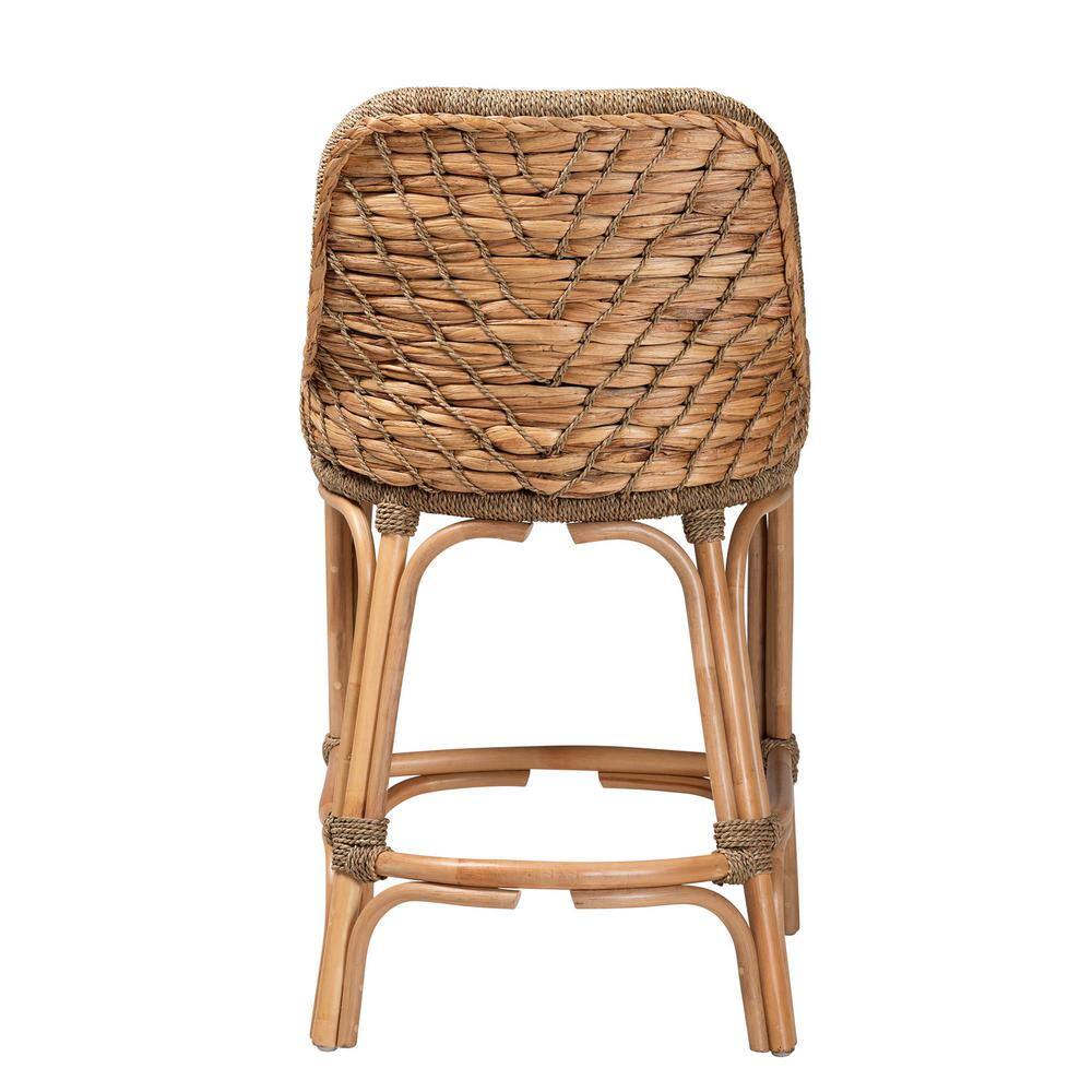 Kyle Bohemian Natural Brown Rattan & Mahogany Counter Stool