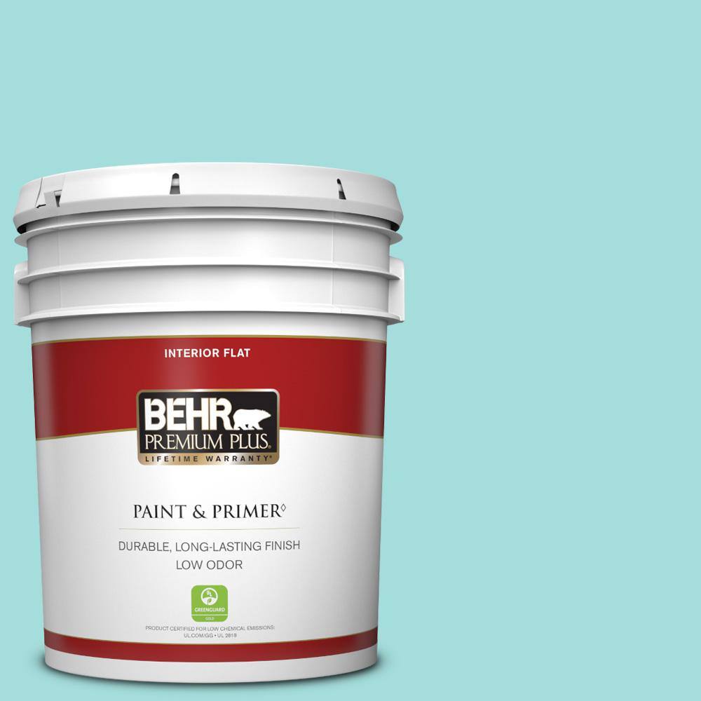 BEHR PREMIUM PLUS 5 gal. 500A3 Aqua Spray Flat Low Odor Interior