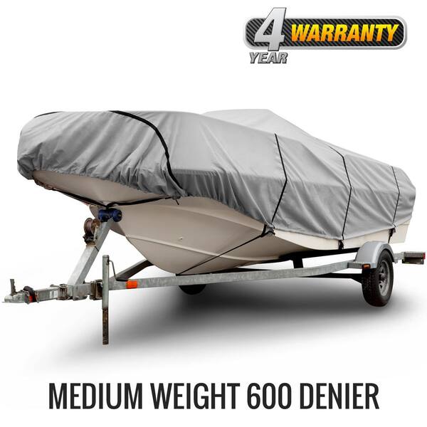 Budge Sportsman 600 Denier 20 ft. to 22 ft. (Beam Width to 106 in.) Gray Center  Console V-Hull Boat Cover Size BTCCV-6 B-631-X6 - The Home Depot
