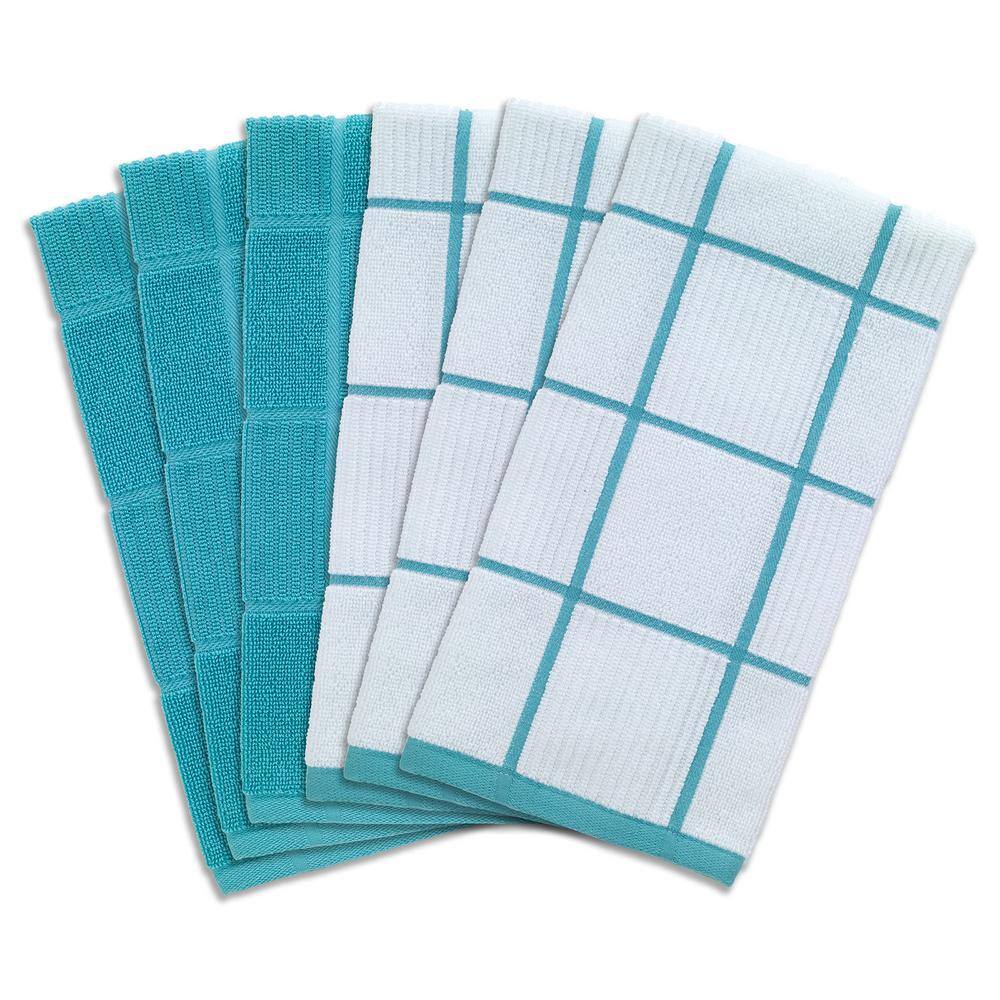 Breeze Blue and White Cotton Terry Kitchen Towel Set