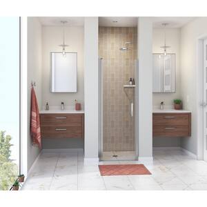 Manhattan 23 in. to 25 in. W in. x 68 in. H Pivot Shower Door with Clear Glass in Chrome