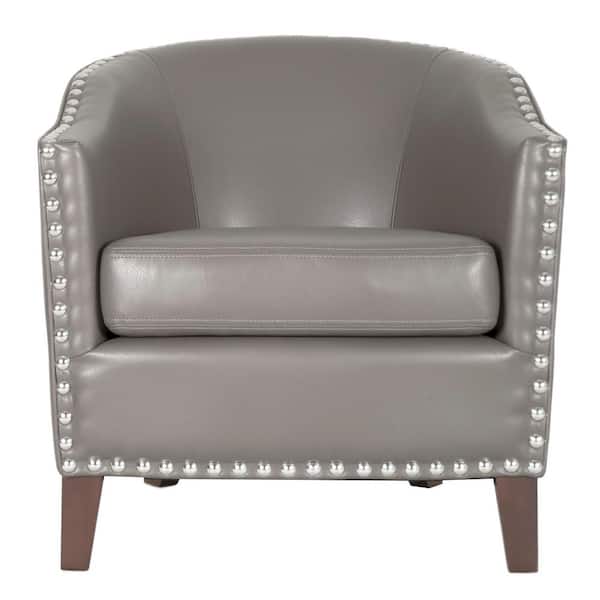 Home Decorators Collection Moore Pebble Grey Bonded Leather Club Arm Chair