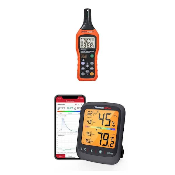 Digital Thermometer Hygrometer with Data Hold and Bluetooth Remote Temperature Humidity Monitor