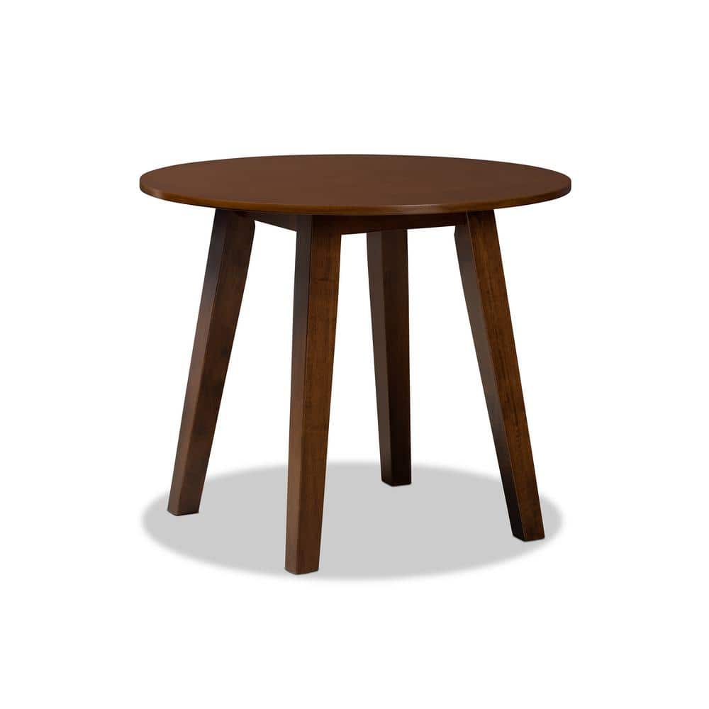 Walnut Brown Finished Wood 5-Piece Dining Set with Geometric Cut Out Chairs