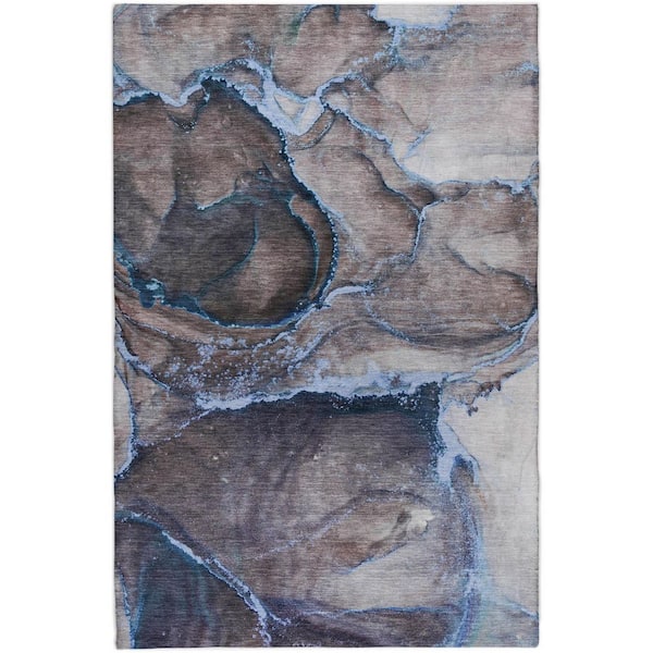 Dream Shag Premium Machine Washable Abstract ADS525 Navy 5 ft. x 7 ft. 6 in. Area Rug