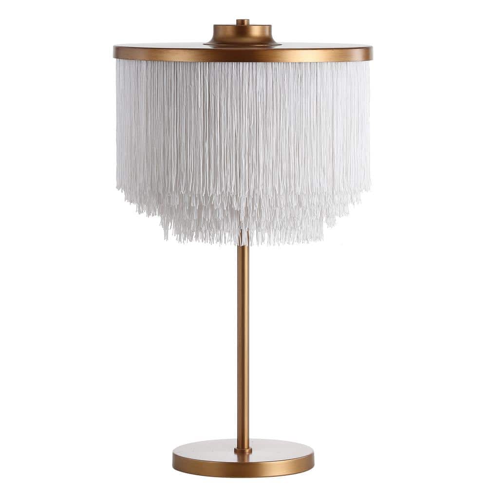 Elegant Alexa-Enabled White Tassel LED Table Lamp with Gold Base