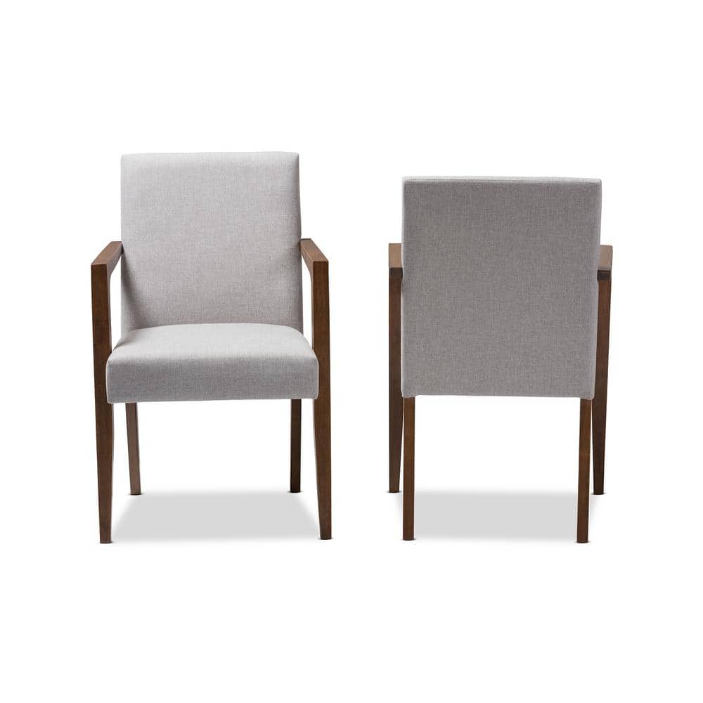 Andrea Mid-Century Modern Grayish Beige Leather Accent Chair