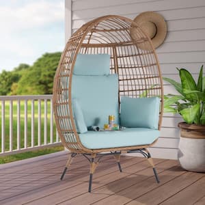 Wicker Egg Chair Outdoor Lounge Chair Basket Chair with Tiffany Cushion