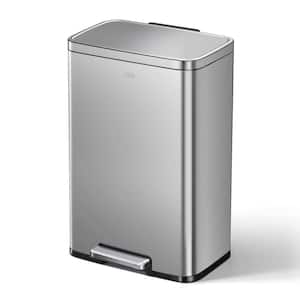 Indoor 13.2 Gal. Matte Stainless Metal Household Trash Can Step Lid