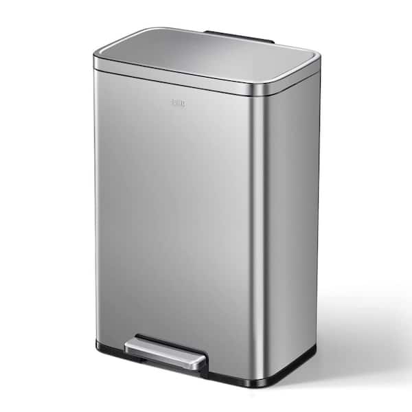 ITOPFOX Indoor 13.2 Gal. Matte Stainless Metal Household Trash Can Step Lid