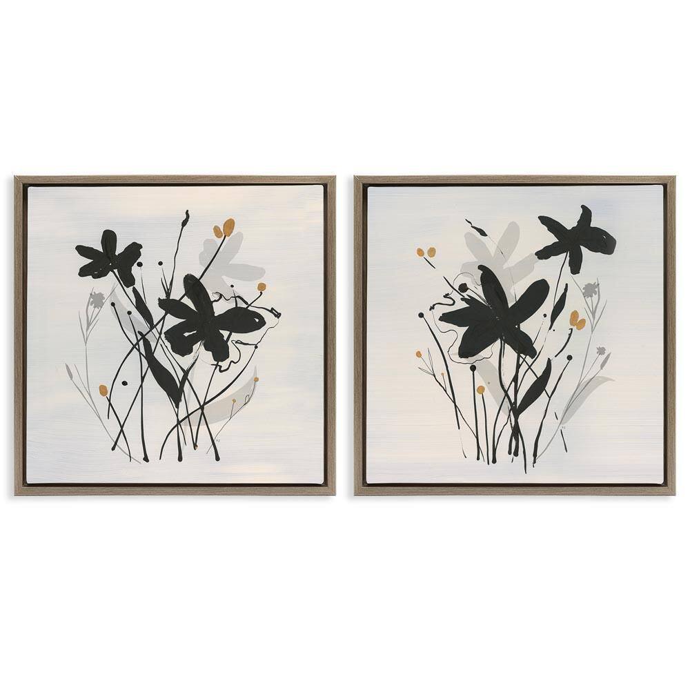 Contemporary Floral Sprigs by Susan Jill 2-Pieces Brown Floater Frame Nature Graphic Art Print 18 in. x 18 in. price history on PriceWatchPro