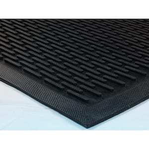 Easy clean, Waterproof Non-Slip 2x3 Indoor/Outdoor Rubber Doormat, 24 in. x 36 in., Black Ribbed