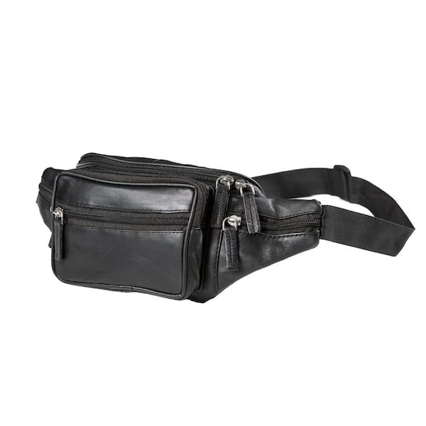 Juvale Fanny Pack, Genuine Sheep Leather Waist Bag Pouch with Multiple  Pockets, for Travel Hiking Running Cycling, Black