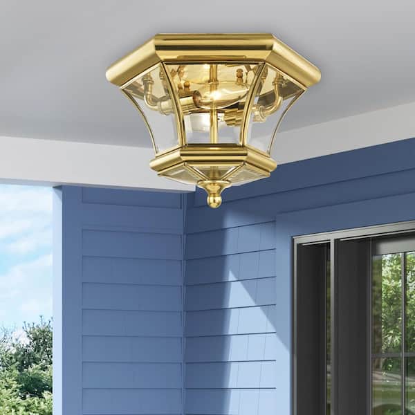 AVIANCE LIGHTING Aston 2 Light Polished Brass Outdoor Flush Mount