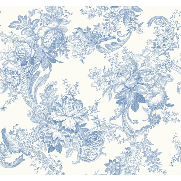 A-Street Prints Carmel Light Blue Baroque Florals Wallpaper