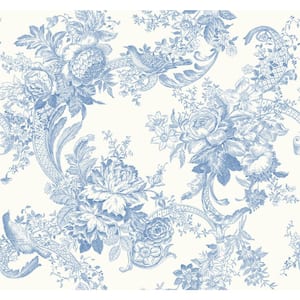 Carmel Light Blue Baroque Florals Wallpaper Sample