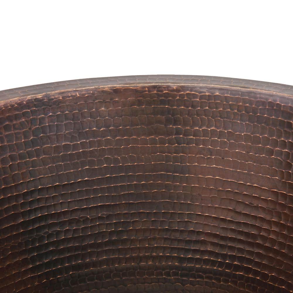 14" Round Hammered Copper Bar Sink in Oil Rubbed Bronze Finish