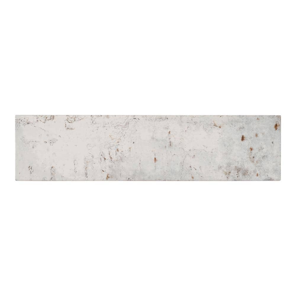 Serenite Vantage White/Brown 4 in. x 15 3/4 in. Smooth Ceramic Subway Floor