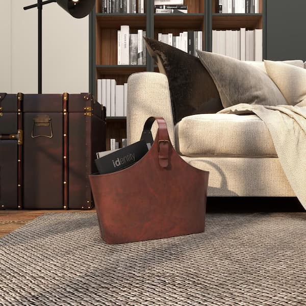 Dark Brown Wood Modern Magazine Rack Holder