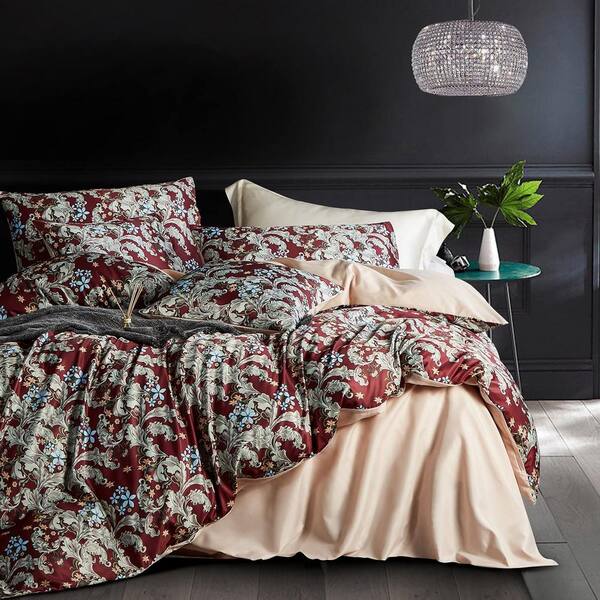 Unbranded 5-Piece Red Microfiber King Duvet Cover Set