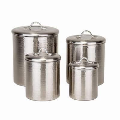 4-Piece Hammered Canister Set in Brushed Nickel