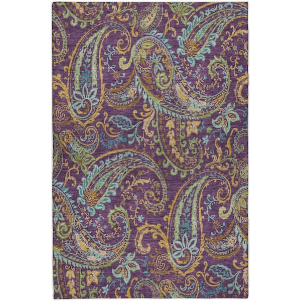 Dream Shag Premium Machine Washable Abstract ADS533 Purple 5 ft. x 7 ft. 6 in. Area Rug
