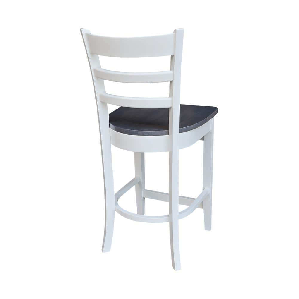 Emily 24" Solid Parawood Counterheight Stool in Hickory/Washed Coal