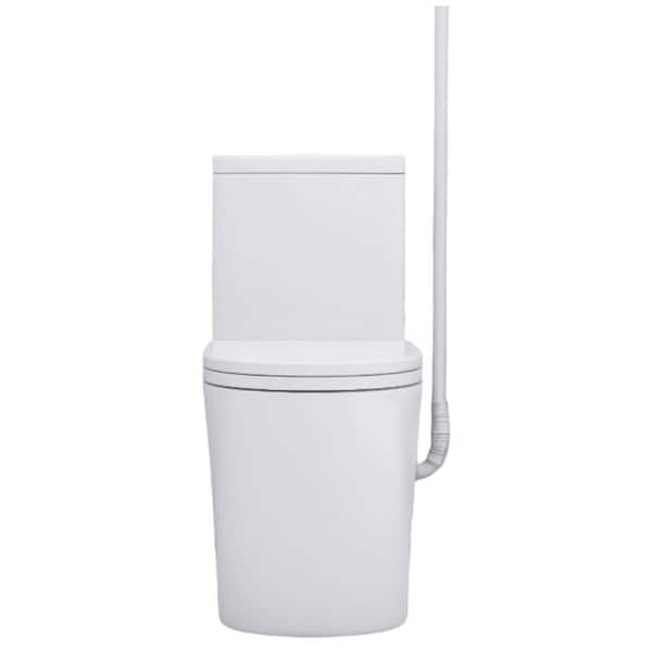 Upflush Toilet For Basement, Powerful Dual Flush Elongated 17.25 ADA Comfort, Toilet in Oval Seat Included, White