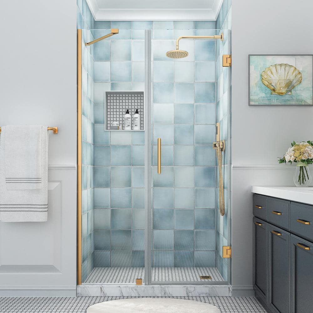 Aston Sdr965ez-502880 Belmore Xl 80" High X 50" Wide Hinged Frameless Shower Door - Gold
