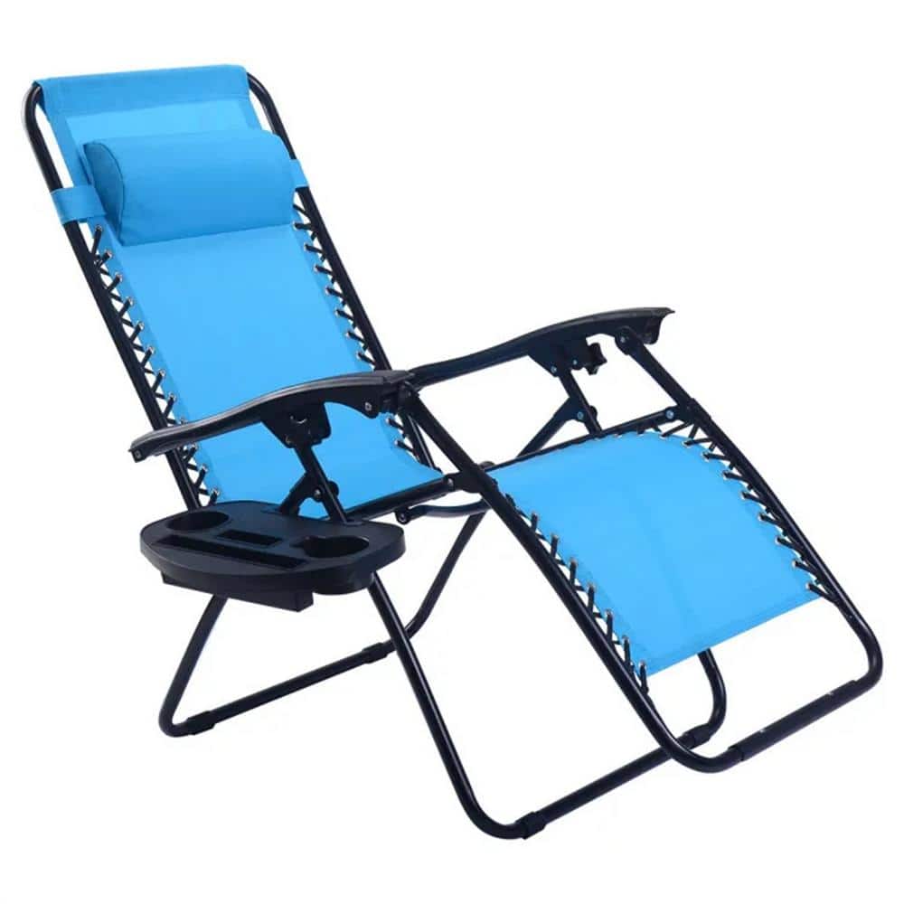 Blue 1 Piece Metal Outdoor Recliner without Sunshade without Cushion