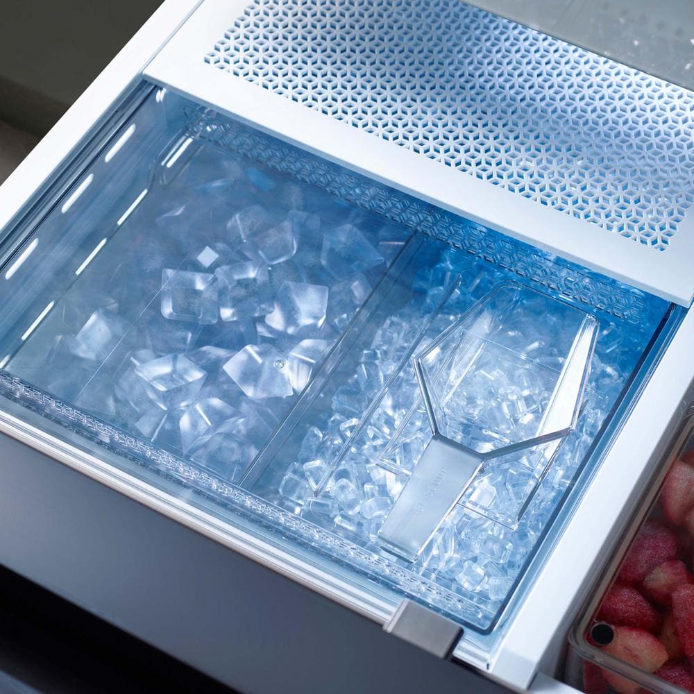Morning Blue Glass 29 cu. ft. Smart French Door Refrigerator with Ice Maker