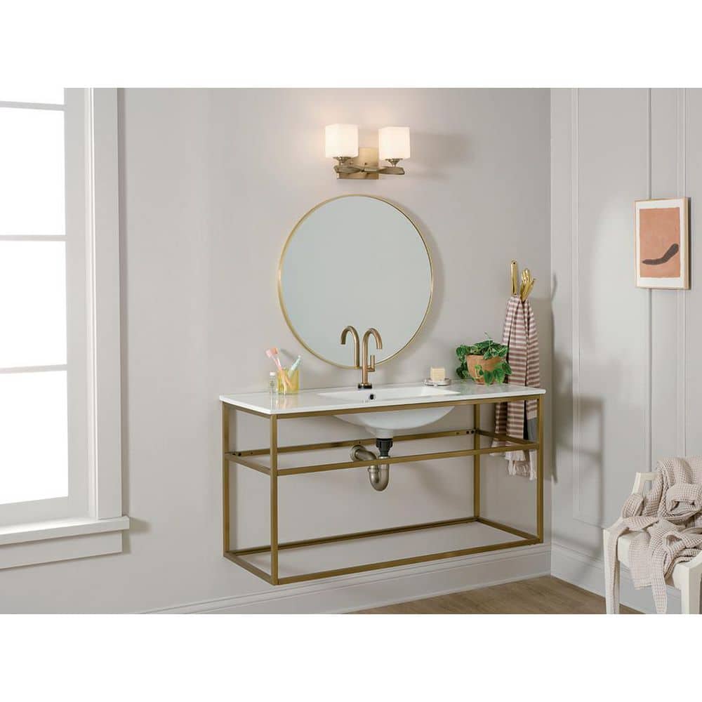 Champagne Bronze 2-Light Vanity with Satin Etched Opal Glass