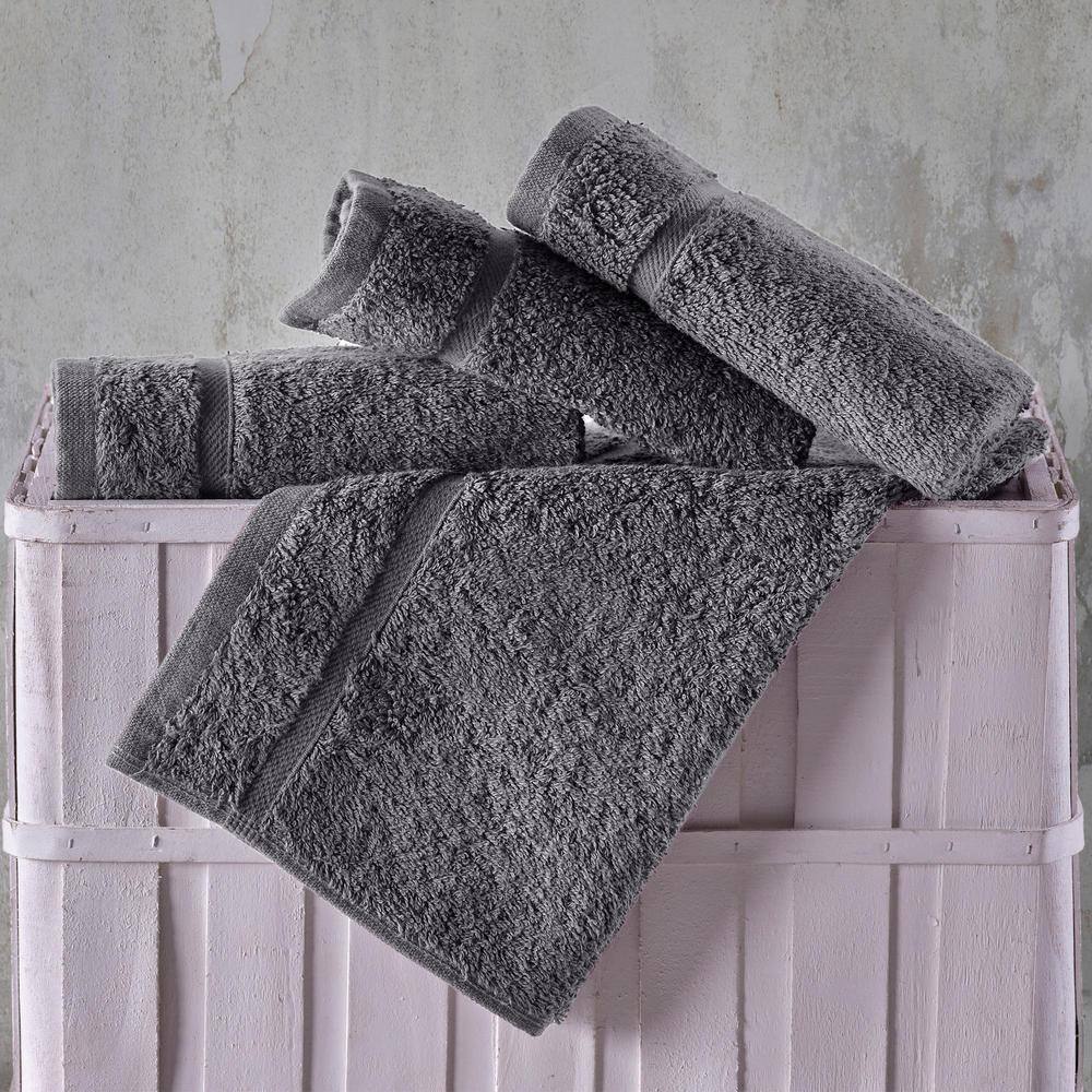Hawmam Linen 4-Piece Grey Turkish Cotton Washcloth Set