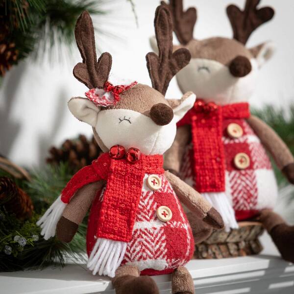 Peluche Cerf De Noël - N°S230 - Marque RUSS - Occasion - Décoration De Noël Vintage